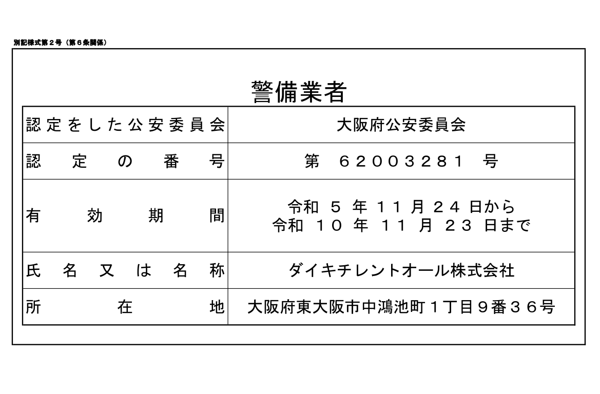 警備業標識